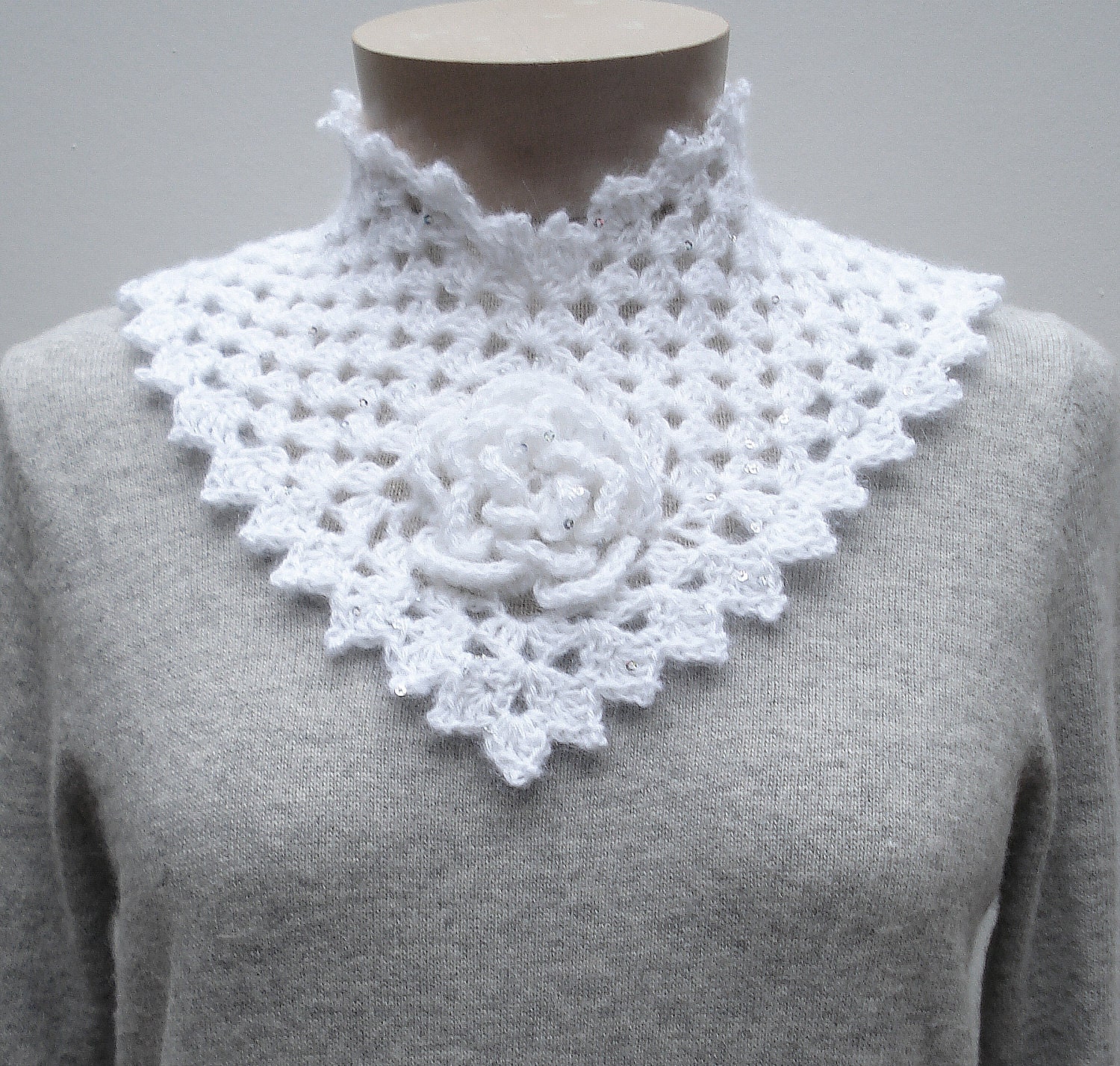 Crochet Pattern PDF Flower Square Collar PA124e