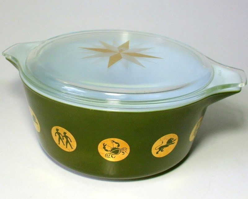 Pyrex Zodiac Promo Casserole with Original Lid 1961