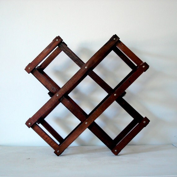 Vintage Wooden Accordian Wine Rack Holder