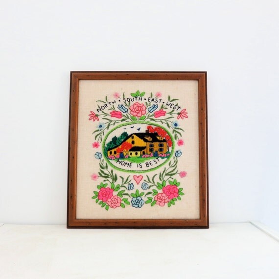 Vintage Crewel Wall Hanging by OleaVintage on Etsy