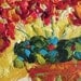 Original Oil Painting Bright Red Geraniums Impasto Palette Knife by Jan Ironside