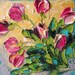 Unique Wedding favor or Bridesmaid gift Shades of Pink Tulips Original Painting