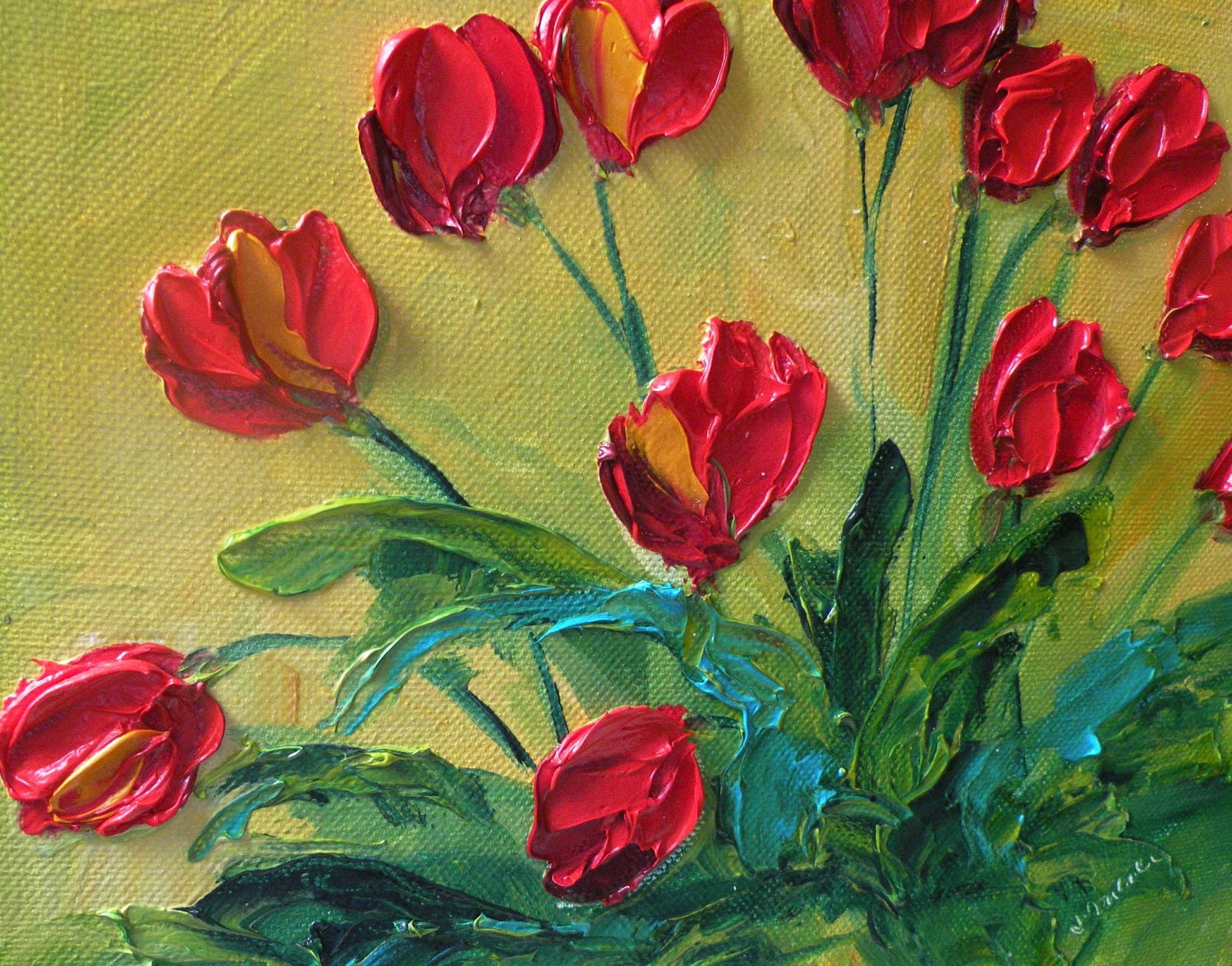 Original Oil Red Tulips