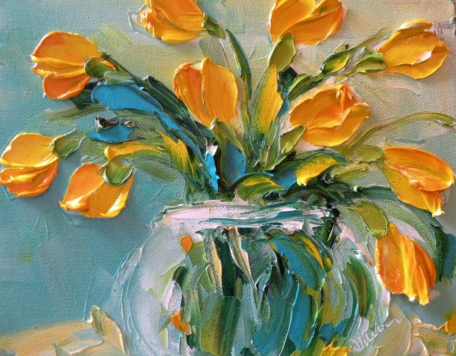 Original Oil Painting Impasto Palette Knife Impressionist