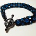 Black Blue Beaded Bracelet Dark Blue Jewelry Beadweaving Toggle Clasp