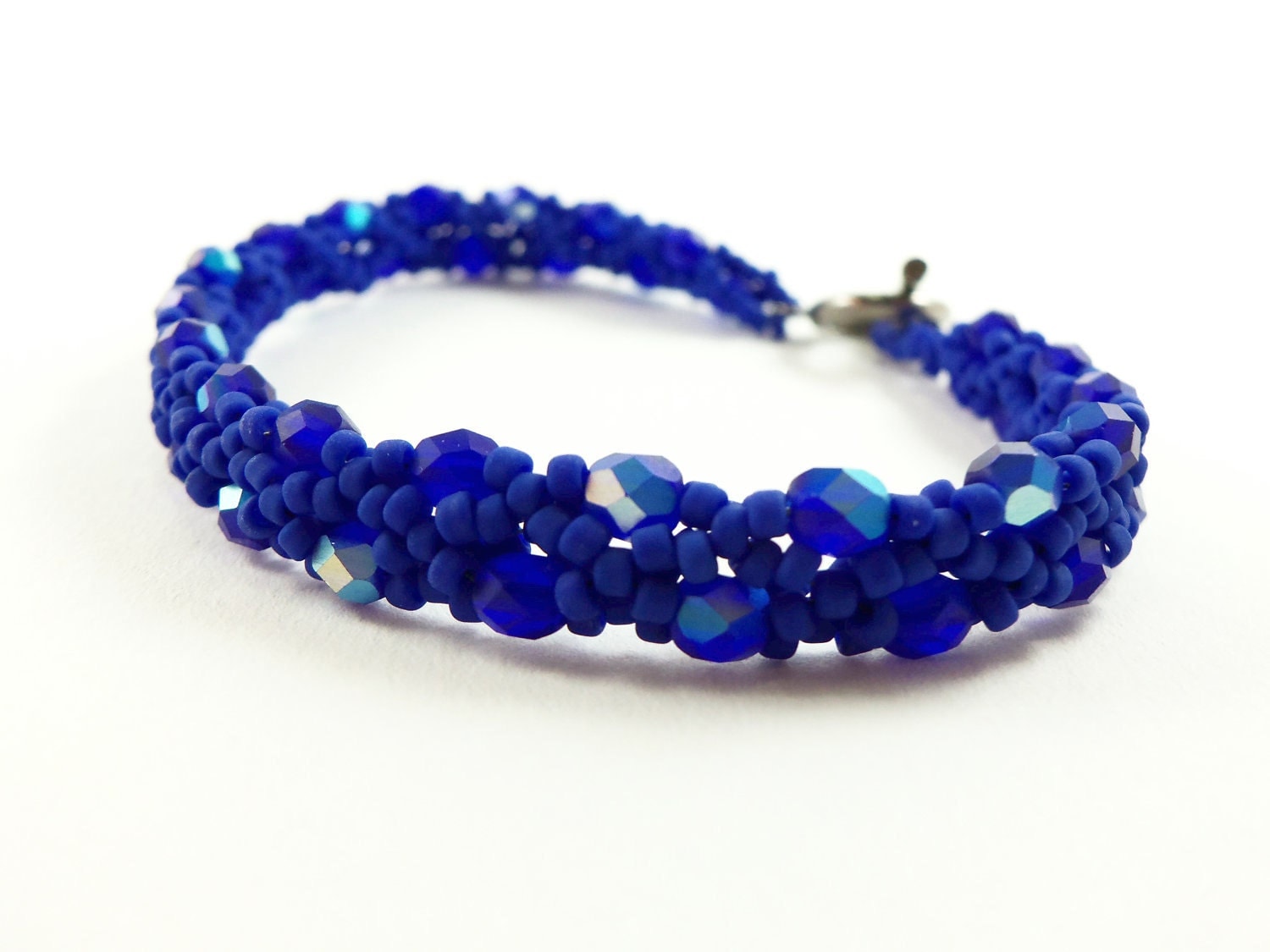 Cobalt Blue Beaded Bracelet Dark Blue Jewelry Beaded Jewelry