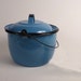 Vintage Camping Enamel Pot Metal With Lid Handle Turquoise Aqua 2 Quarts Holiday Gift
