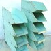 Vintage Industrial Storage Bin Aqua Metal Stackable