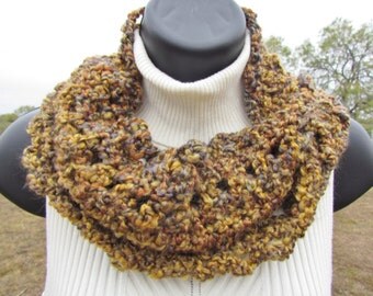 Short Eternity Scarf - Golden Tones - Washable & Dryable