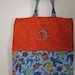 Orange and Blue Themed Oaxaca Mexican Carved Animal Reversable Eco Friendly Tote Bag