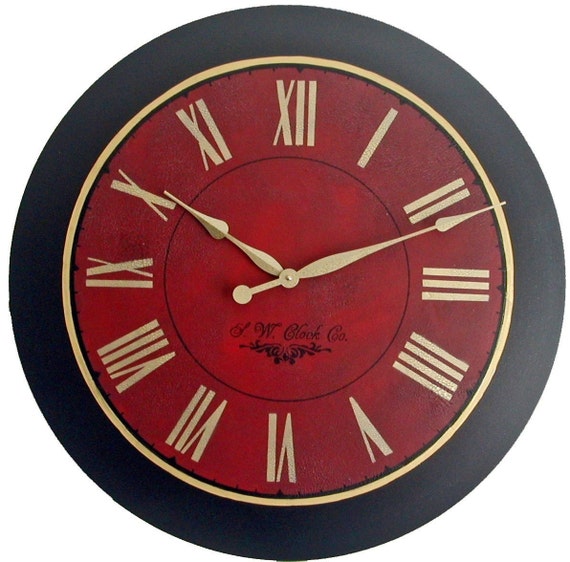 30 in Harrington Large Wall Clock Antique style red big
