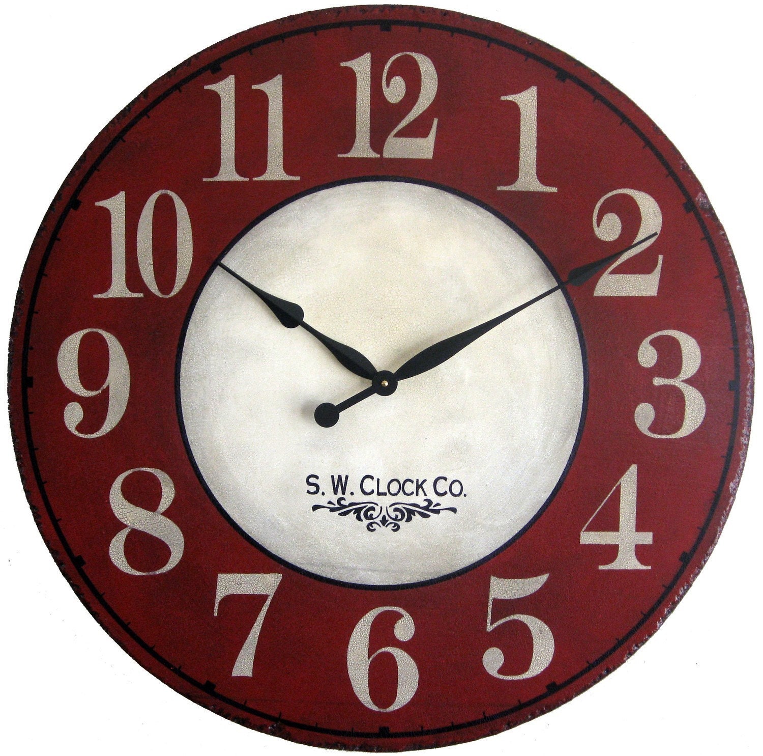 24 inch Devonshire Large Wall Clock Antique Style Red by Klocktime