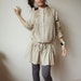 Cotton Capuchino Chinese Collar Blouse, Brown Shirt, Long sleeve Shirt, Chinese Collar Shirt