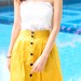 60's Style Full Skirt 3 Pleats Front in Narzissen Yellow