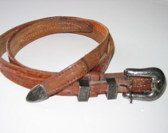Vintage Ranger Belt and Buckle. Sterling Silver and 10K Gold. Don Ricardo. Western Rockabilly Rodeo Cowboy, Cowgirl.
