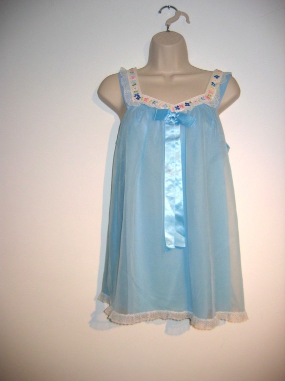 60's Babydoll Nightie with matching PANTY. Vintage Blue