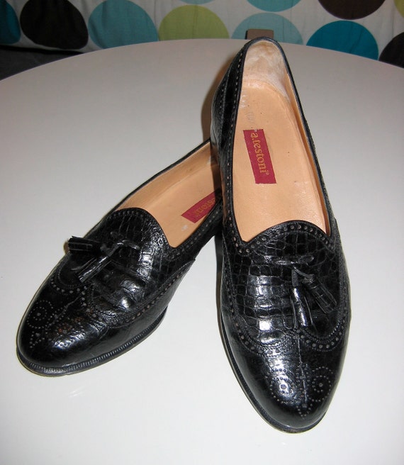 Reduced. Men's a. testoni, Tassel loafers, SHOES, Vintage. Black, faux ...