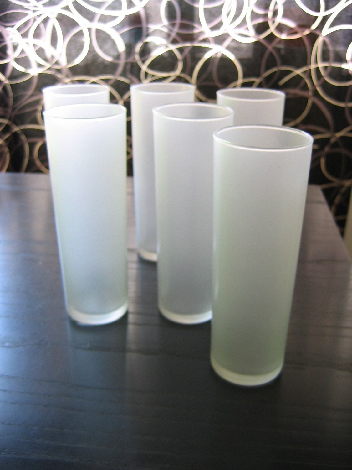 Set Of 6 Vintage Tall Frosted Drinking Glasses Libby 7 3547