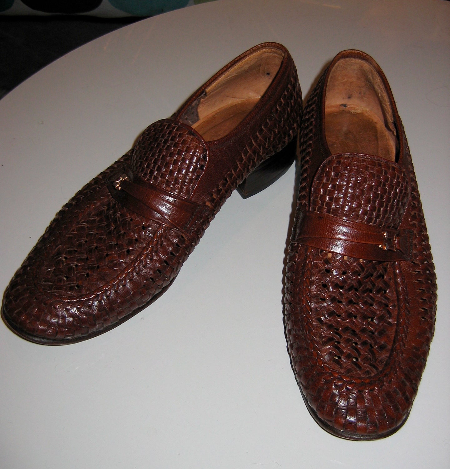Men's Florsheim Woven Loafers SHOES. Vintage. BROWN