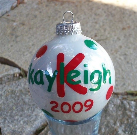 christmas ornament personalized w name year and polka dots christmas ornament personalized w name year and polka dots
