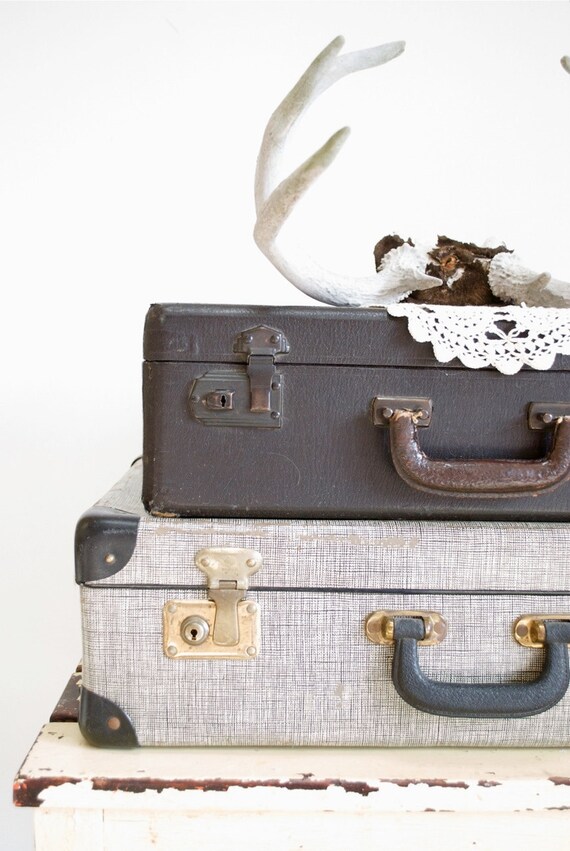 Vintage Leather Suitcase / Photo Prop / Storage Solution
