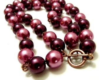 Posy Pink and Fuschia Pearl Chain Necklace