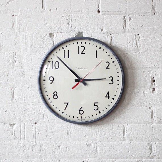 school wall clock classroom simplex industrial decor by HRUSKAA
