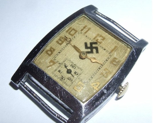 old symbol gold of SWASTIKA WATCH OLD WRIST NAZI WORKING