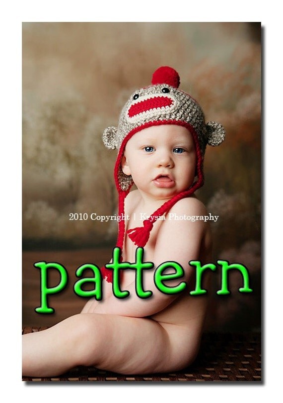 monkey newborn for hat crochet sock pattern Earflaps, Pattern, with Sock Braids, Pompom Hat Monkey PDF and Crochet