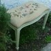 RESERVED for Jilfatti Upcycled Needlepoint Vintage Bench .Serendipity . Painted Furniture