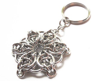 Silver star keychain, Chainmaille, Celtic Visions Star