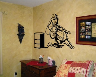 Horse decal-barrel racer-rodeo-sticker-28 X 24 inches.
