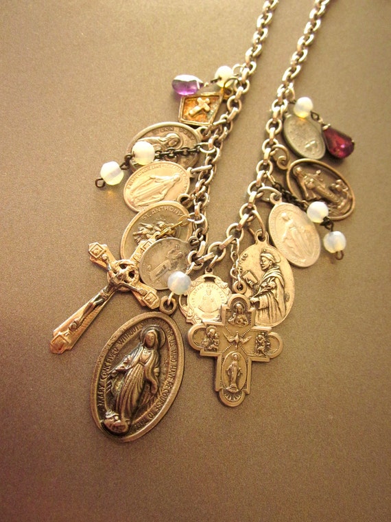 Vintage Religious Medal Necklace