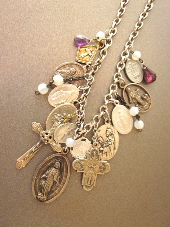 Vintage Religious Medal Necklace