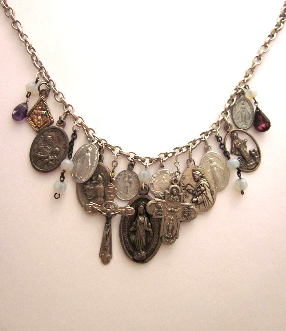 Vintage Religious Medal Necklace