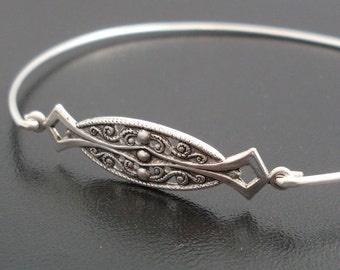 Silver Bangle Bracelet Alyanna - Silver Jewelry, Silver Bracelet, Silver Dainty Bracelet, Thin Silver Bracelet, Delicate Silver Bracelet