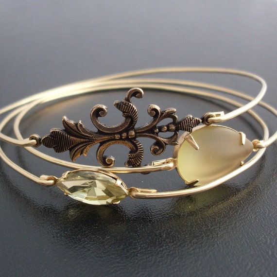 First Sunlight Bangle Bracelet Set by Frosted Willow Gold