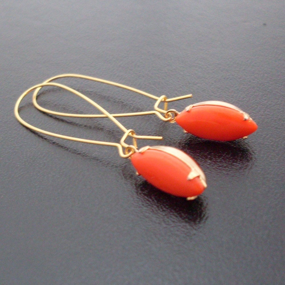 Coral Red Earrings Gold Red Coral Earrings Red Dangle   Il Fullxfull.167139217 