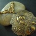 Vintage brass Peacock Princess art nouveau floral pendant