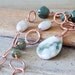 Ocean Jasper Pendant Necklace, Handmade Hammered Copper Chain, Green Czech Glass Beads - jasper necklace, stone and copper artisan jewelry