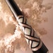 RESERVED-The "Petite" Princess Eve Celtic Knot Hairstick Gabon Ebony Inlaid with Mint Green FWP's and Silver, with a Silver Bead Cap