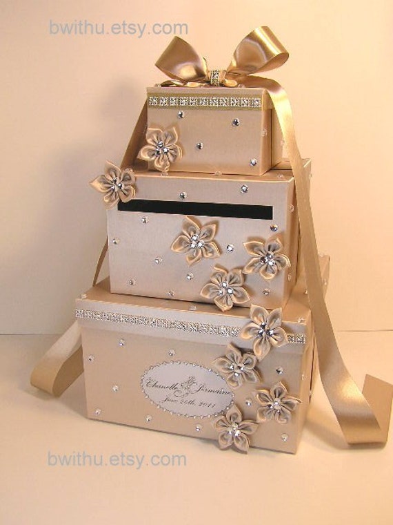 Champagne Wedding Card Box Gift Card Box Money Box by