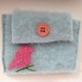 Upcycled Cashmere Accessory Pouch, Gadget Cozy - Light blue with Bird
