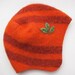 Upcycled Wool Baby Hat - Orange Stripes, size 6 to 12 months