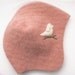 Recycled Sweater Hat, Cashmere and Wool- Pink Bird, size 6 to 12 months