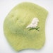 Cashmere Toddler Hat- Light Green with White Bird, Size 2 to 3 years