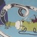 Moomin fabric Hemulen, blue background