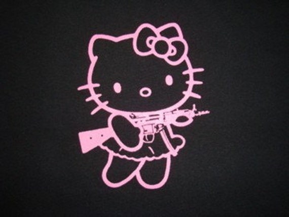 hello kitty with gun t shirt