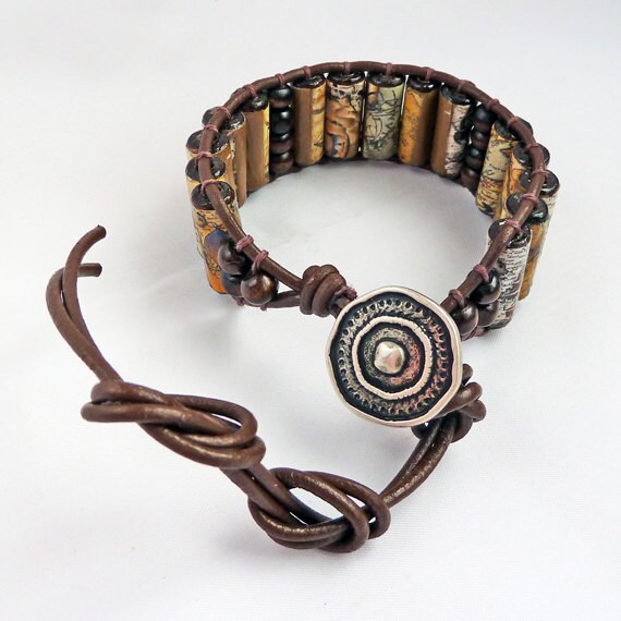 Pirate Cuff Bracelet Brown Leather Wood