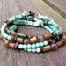 Blue-Green Magnesite Wrap Bracelet - Turquoise Beads, Bohemian, 5x Wrap